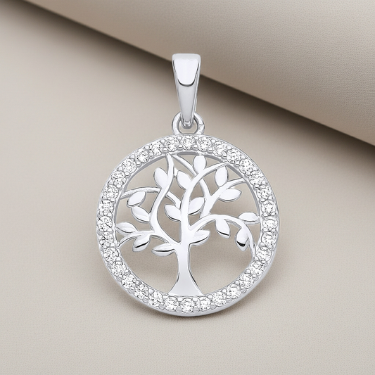 Tree of Life Pendant Solid Sterling Silver 925 Hallmark 18" Chain