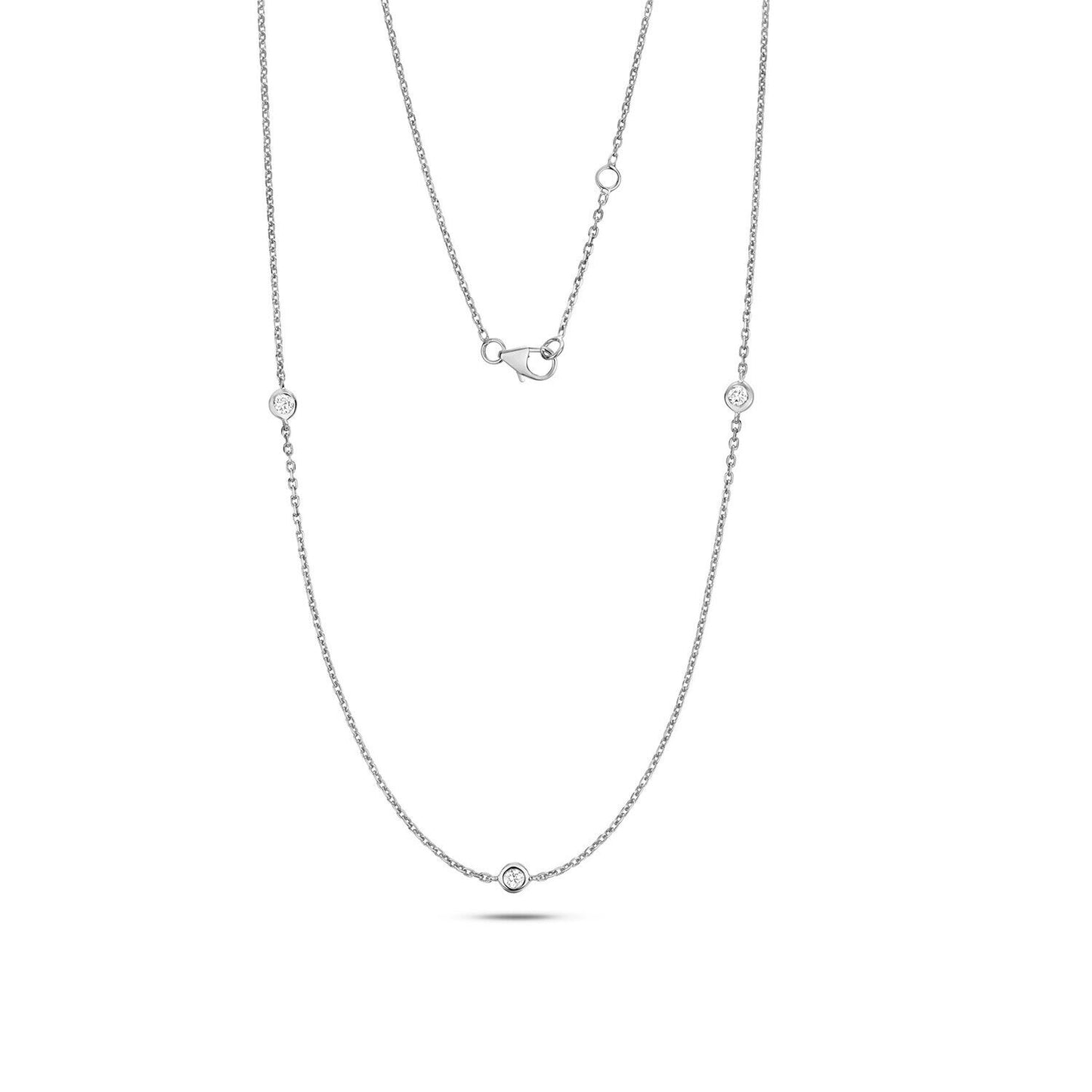 9ct White Gold Diamond Necklace 0.21ctw Real Diamonds 16 - 17" Hallmarked