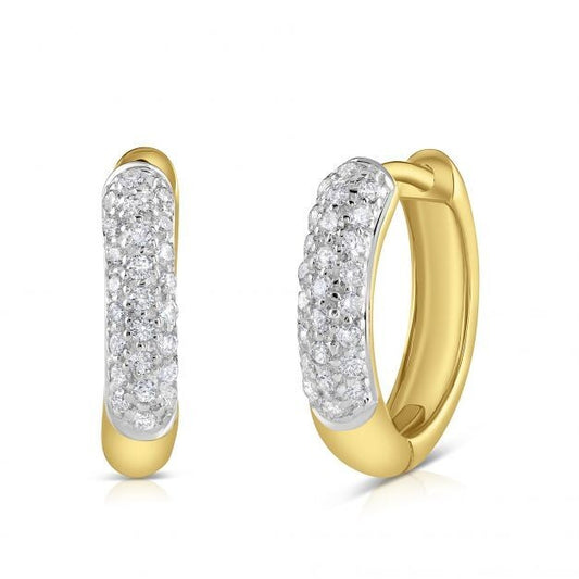 9ct Yellow Gold 0.25ct Diamond Huggie Hoop Earrings - 14.5mm
