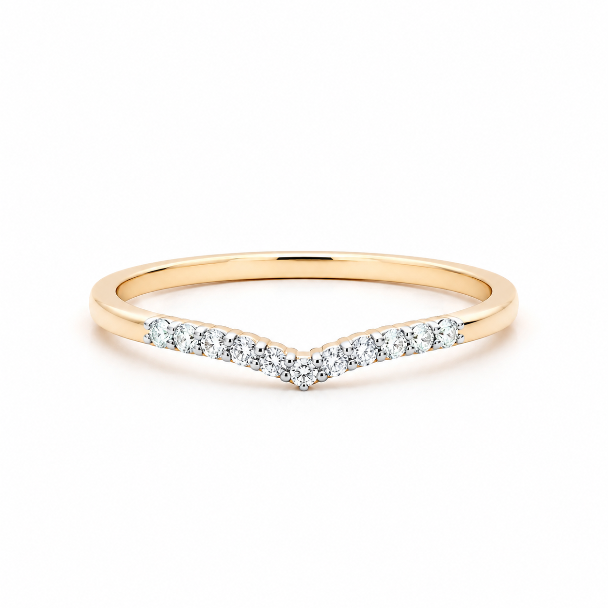 18ct Gold Wishbone Eternity Band Ring on Solid Sterling Silver 925 Hallmark
