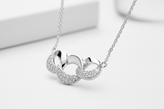 Three Chain Link Necklace Gem Set on 925 Sterling Silver 925 hallmark