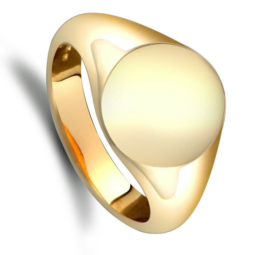 9ct Yellow Gold Oval Plain Signet Ring Gents Hallmarked Heavy
