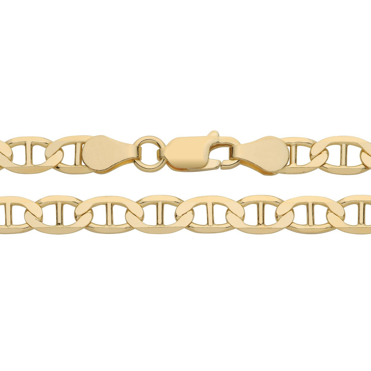 18ct Gold Men's Anchor Mariner Bracelet on Solid Silver British Made Hallmarked