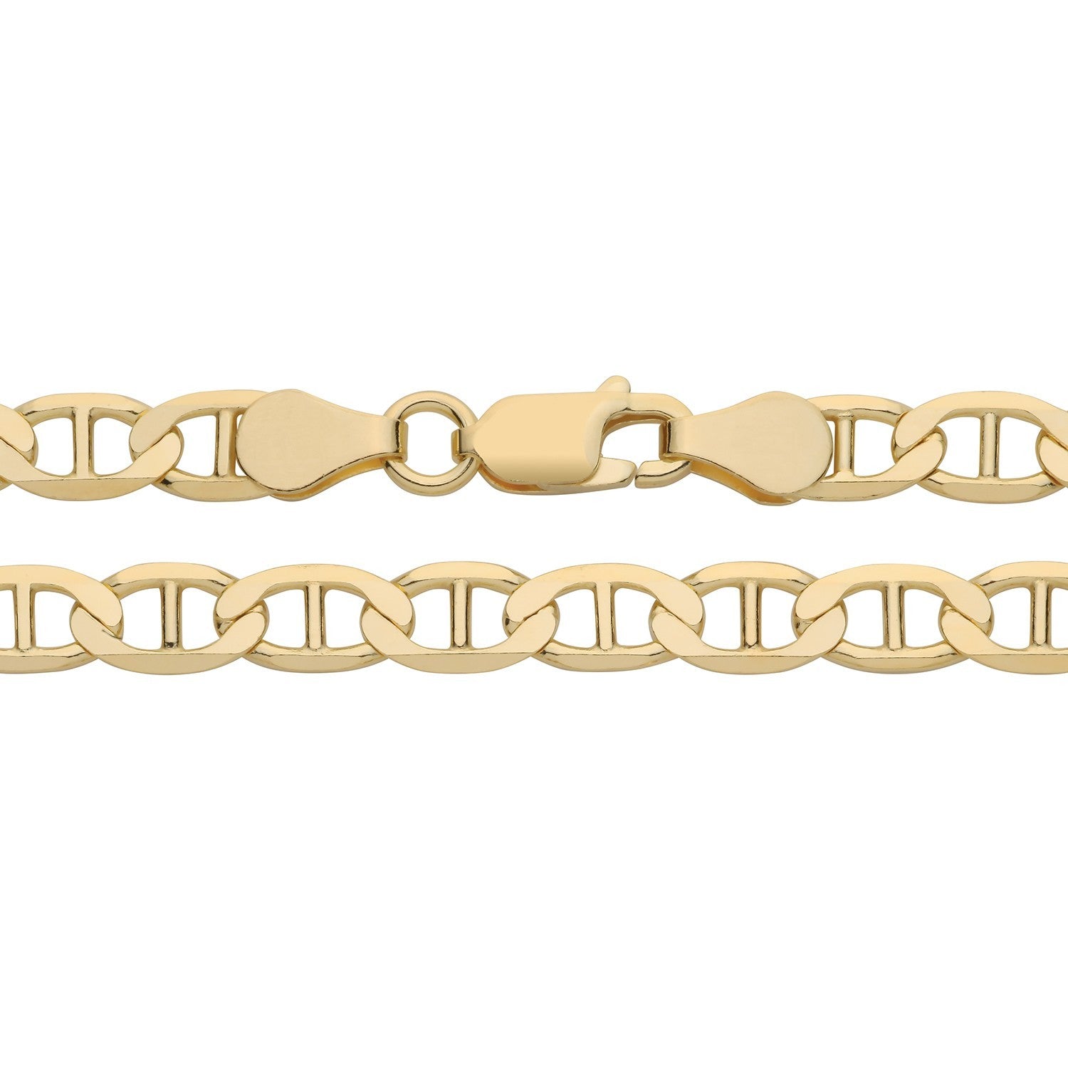 18ct Gold Men's Anchor Mariner Bracelet on Solid Silver British Made Hallmarked