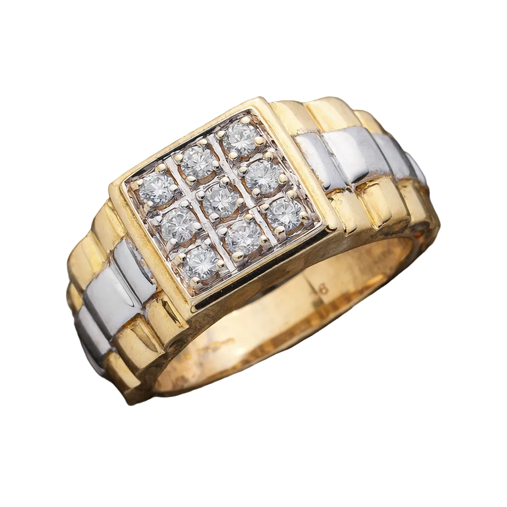 Men's Natural Diamond Ring Solid Yellow and White Gold 0.50ctw Diamonds
