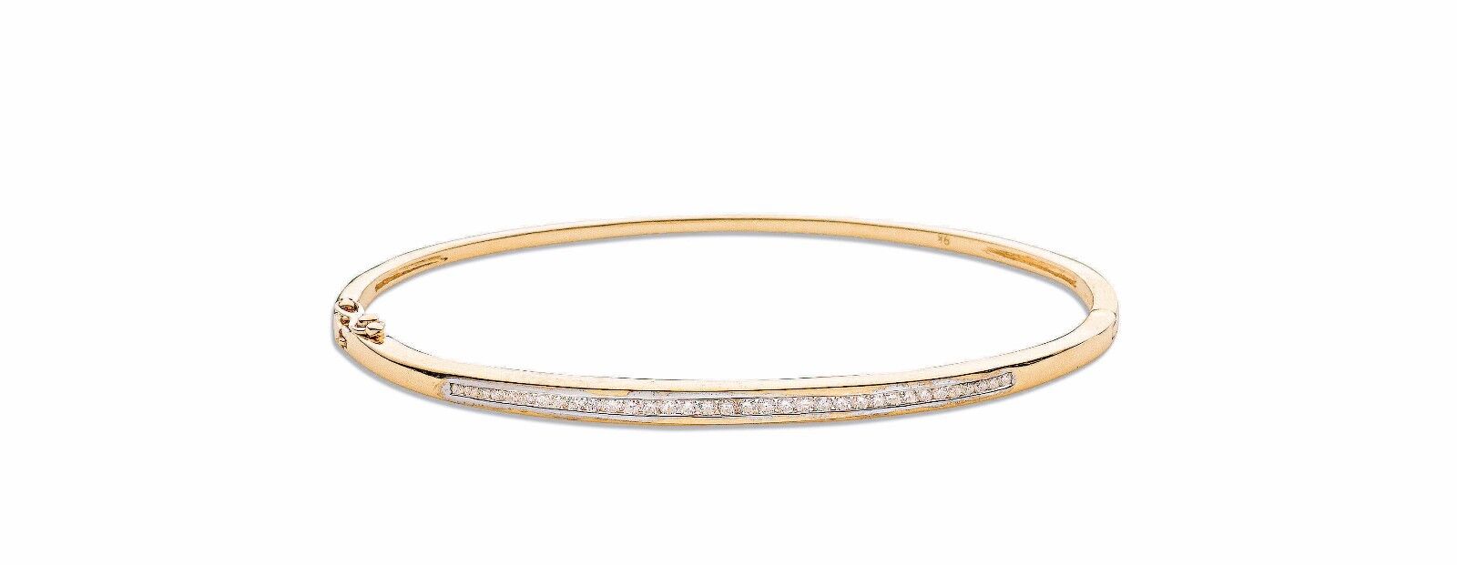 9ct Yellow Gold 0.50ct Channel Set Diamond Bangle