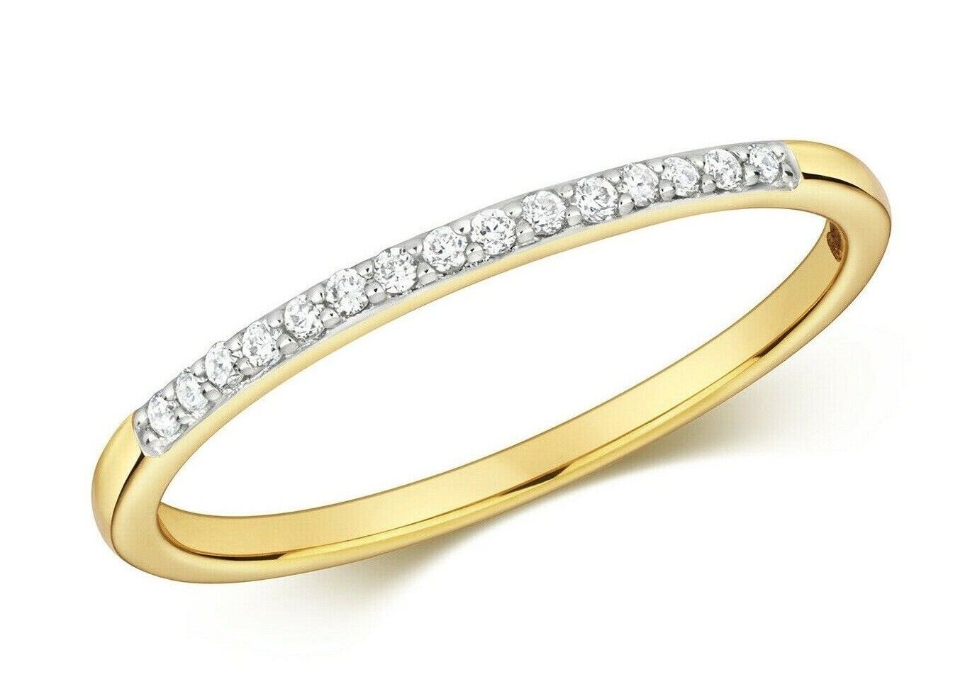 Real Diamond Ring Solid Yellow Gold Grain Set Eternity Anniversary Band Size J-Q