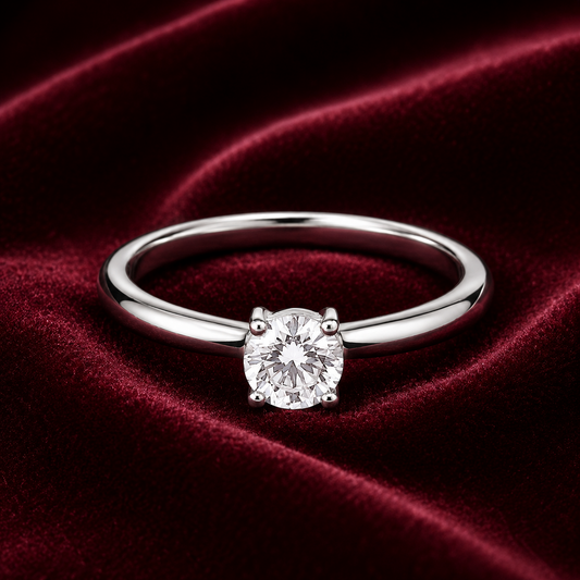 5mm Solitaire Engagement Ring Solid Sterling Silver 925 Size J - U