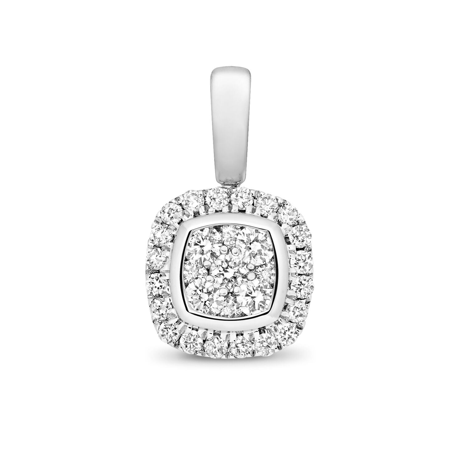 Diamond Square Cushion Pendant 9ct White Gold 0.25ct Real Diamonds Necklace