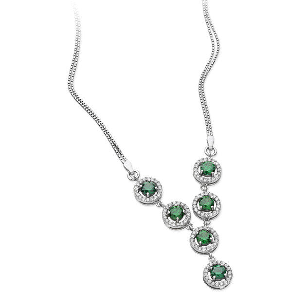 Emerald Necklace Solid Sterling Silver 18" Length Hallmarked British Made