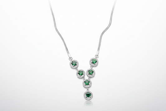 Emerald Necklace Solid Sterling Silver 18" Length Hallmarked British Made