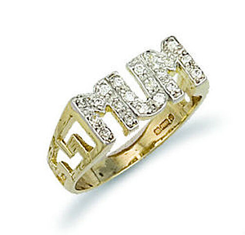 9ct Yellow Gold MUM Ring ID Sides Fully Hallmarked