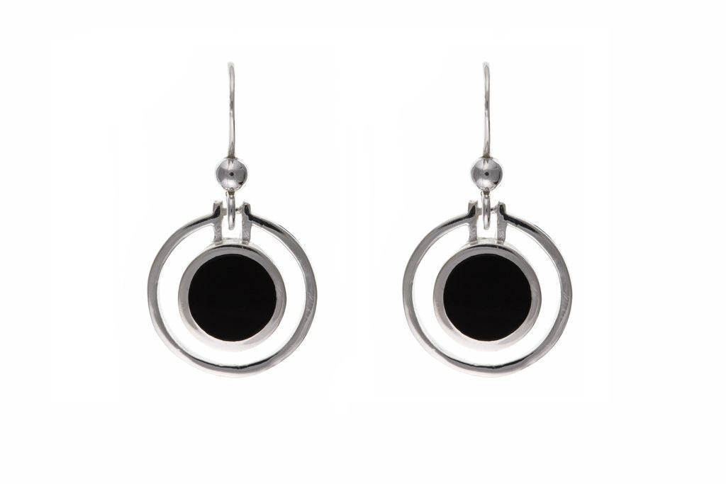 Real Onyx Matching Set Pendant and Earrings Solid Sterling Silver 925 18" Chain