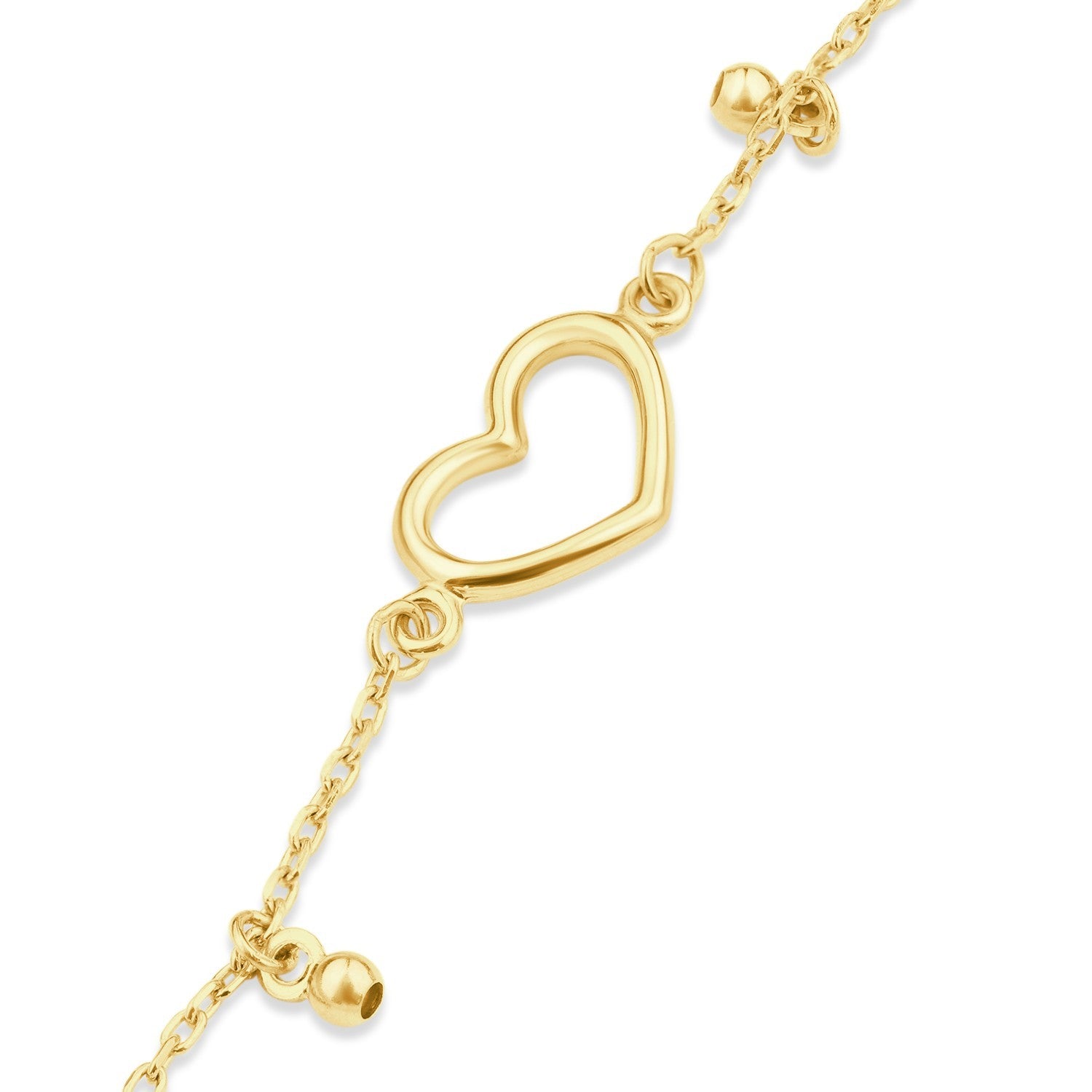 Modern Open Heart Station Chain Bracelet 9ct Yellow Gold 375 Hallmark 19cm