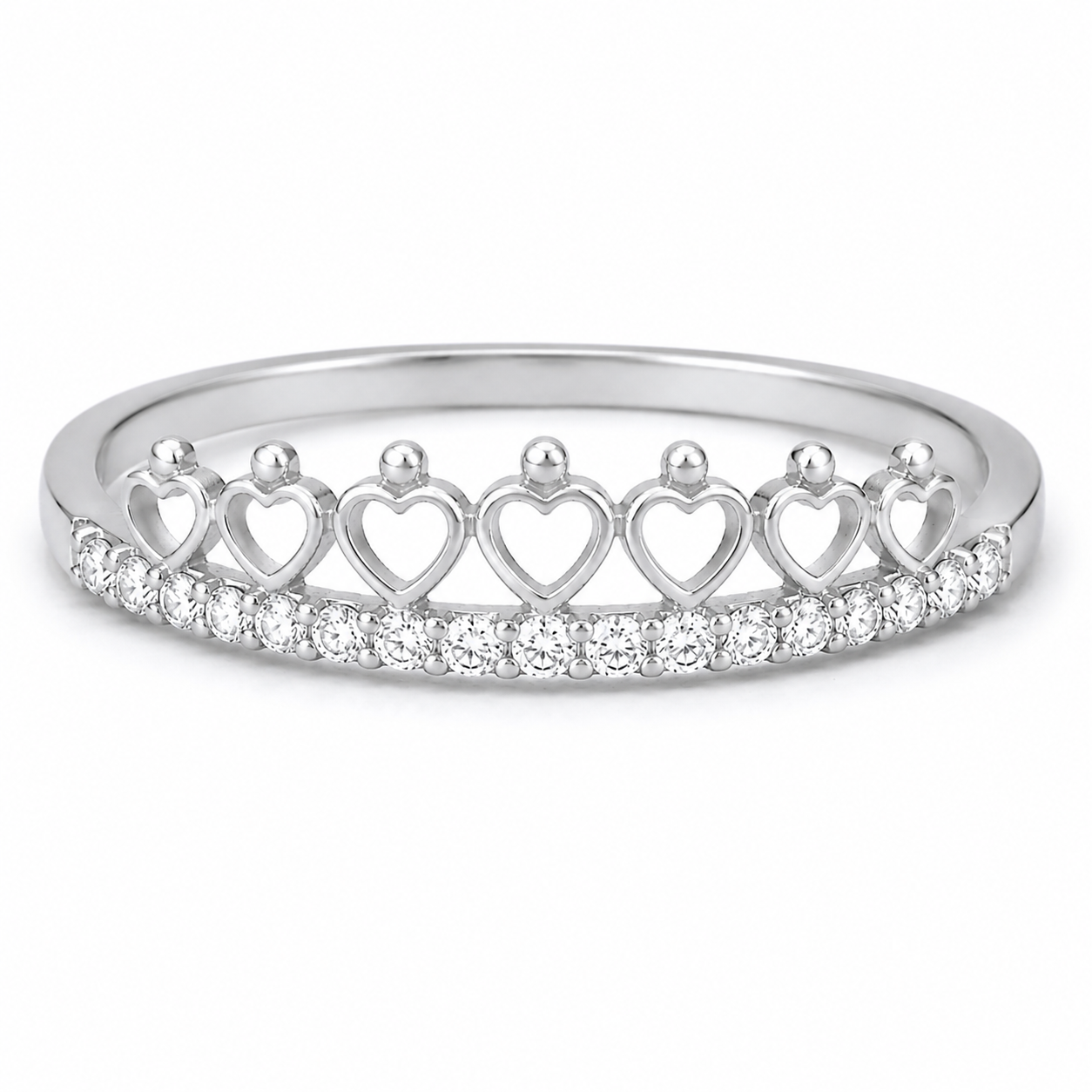 Tiara Crown Ring Solid Sterling Silver 925 Hallmark Size K-S