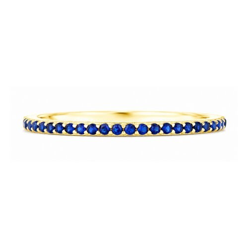 9K Yellow Gold Blue Sapphire Half Eternity Stackable Ring Sizes KLMNOPQRS