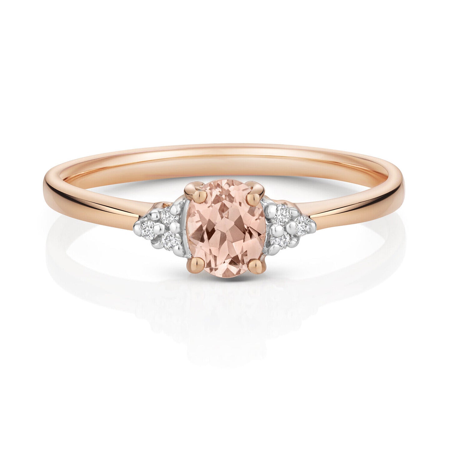 Morganite and Diamond Ring Solid 9ct Rose Gold Real Genuine Stones Size J - Q