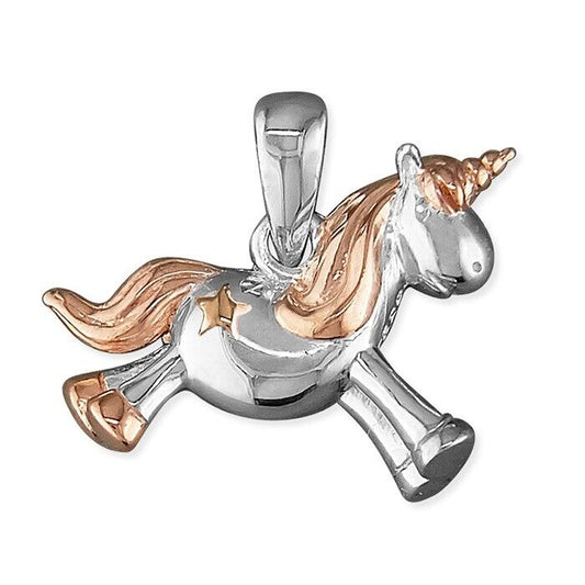 Unicorn Pendant With 18k Rose Gold Detail Pendant Solid 925 Sterling Silver