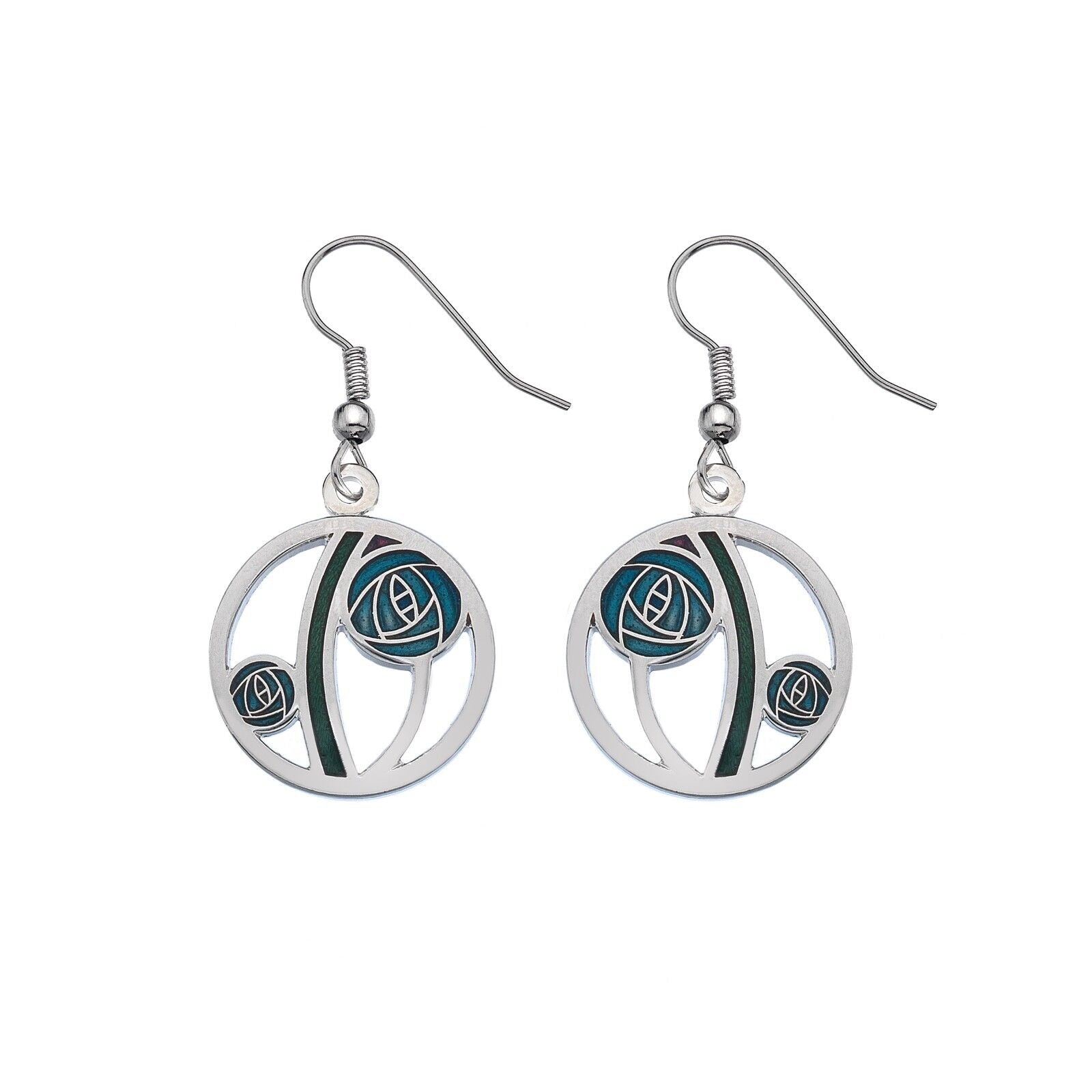 Mackintosh Rose Earrings Drop Drops Silver Plated Branded Packaging