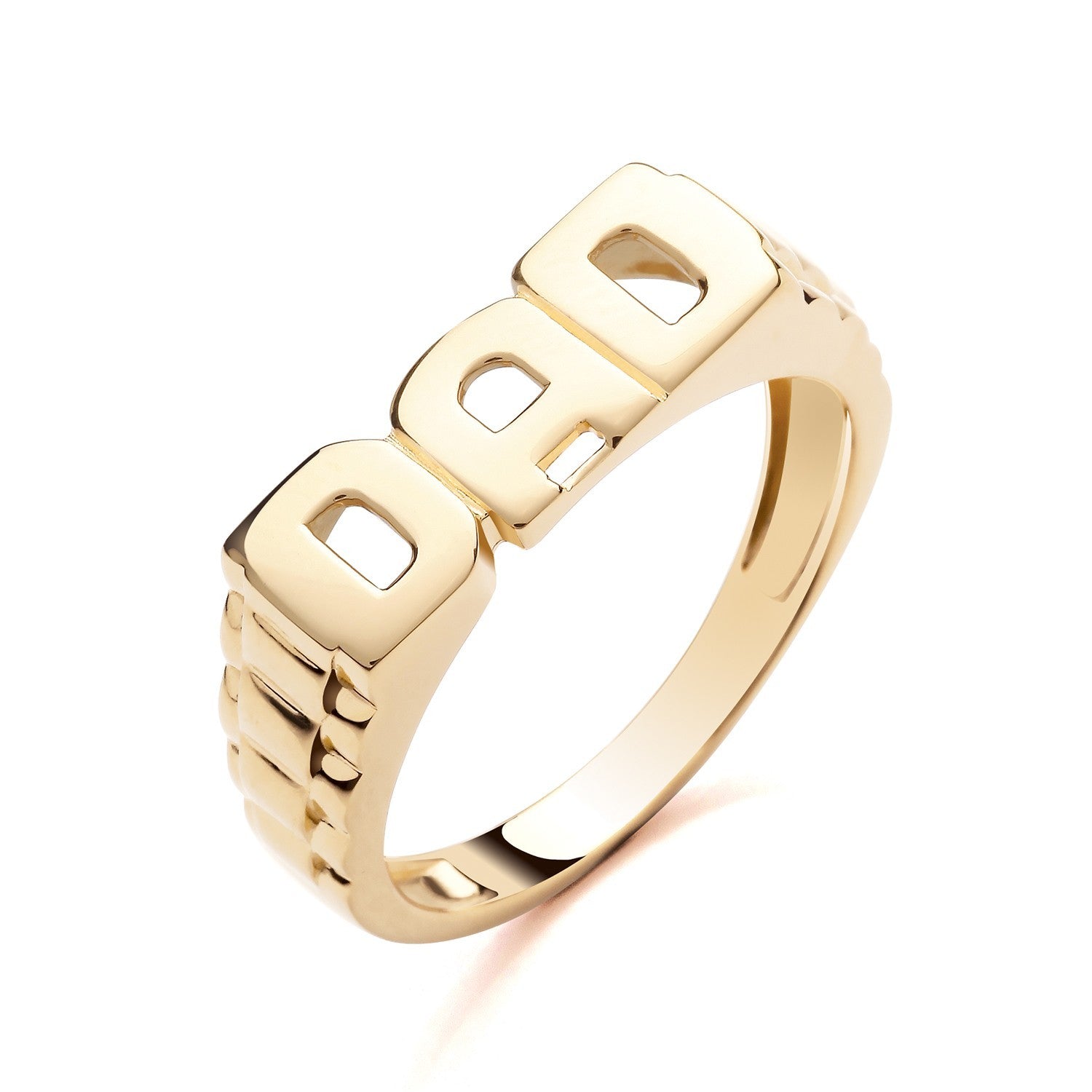 DAD Ring Watch Strap Shoulder 18ct Yellow Gold on Solid Sterling Silver Size P-Z