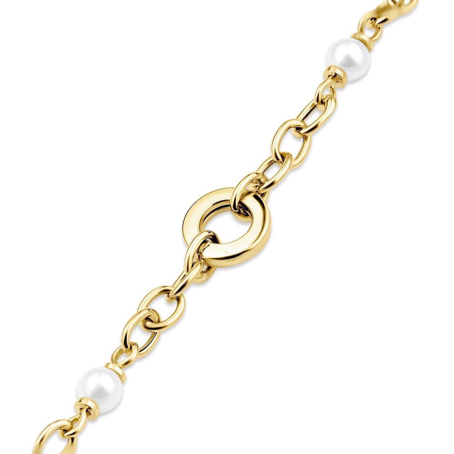 Freshwater Pearl Station Chain Bracelet 9ct Yellow Gold 375 Hallmark 19cm