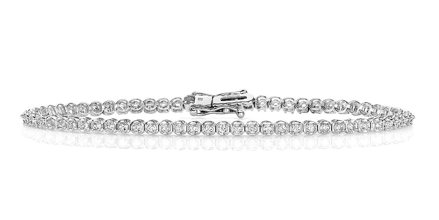 9ct White Gold Diamond Tennis Bracelet 1.00ctw