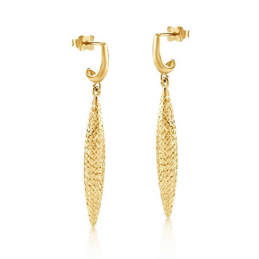 Diamond Cut Drop Earrings 9ct Yellow Gold 46mm Drops Hallmarked