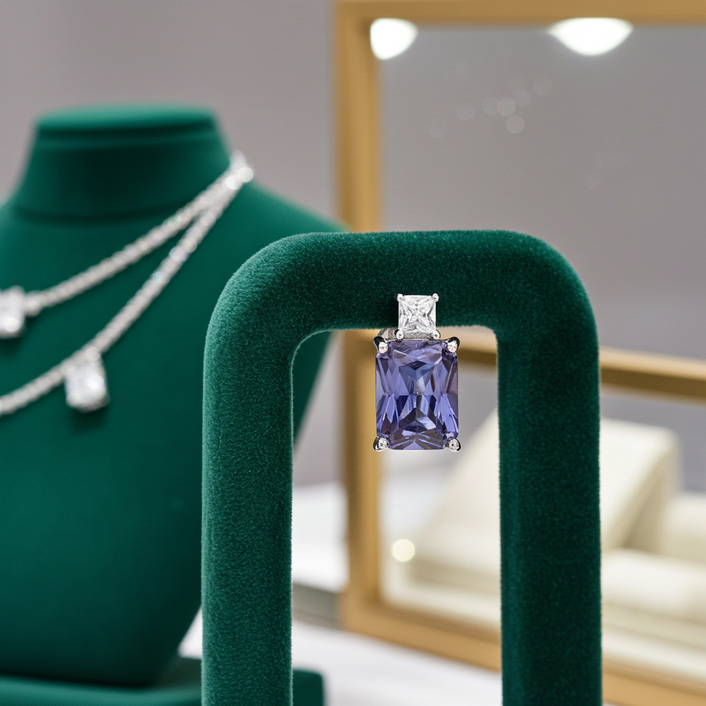 Tanzanite Stud Earrings Solid Sterling Silver 925 Hallmark Rhodium Finish