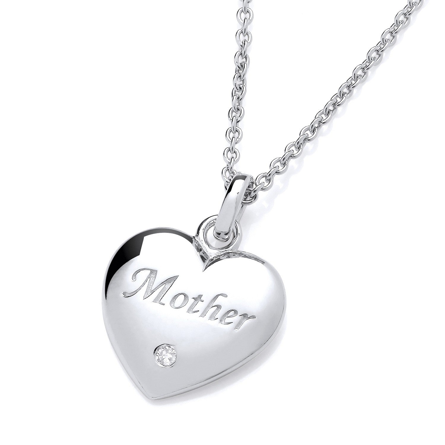 Natural Diamond Mother Necklace Solid Sterling Silver 16-18" Length