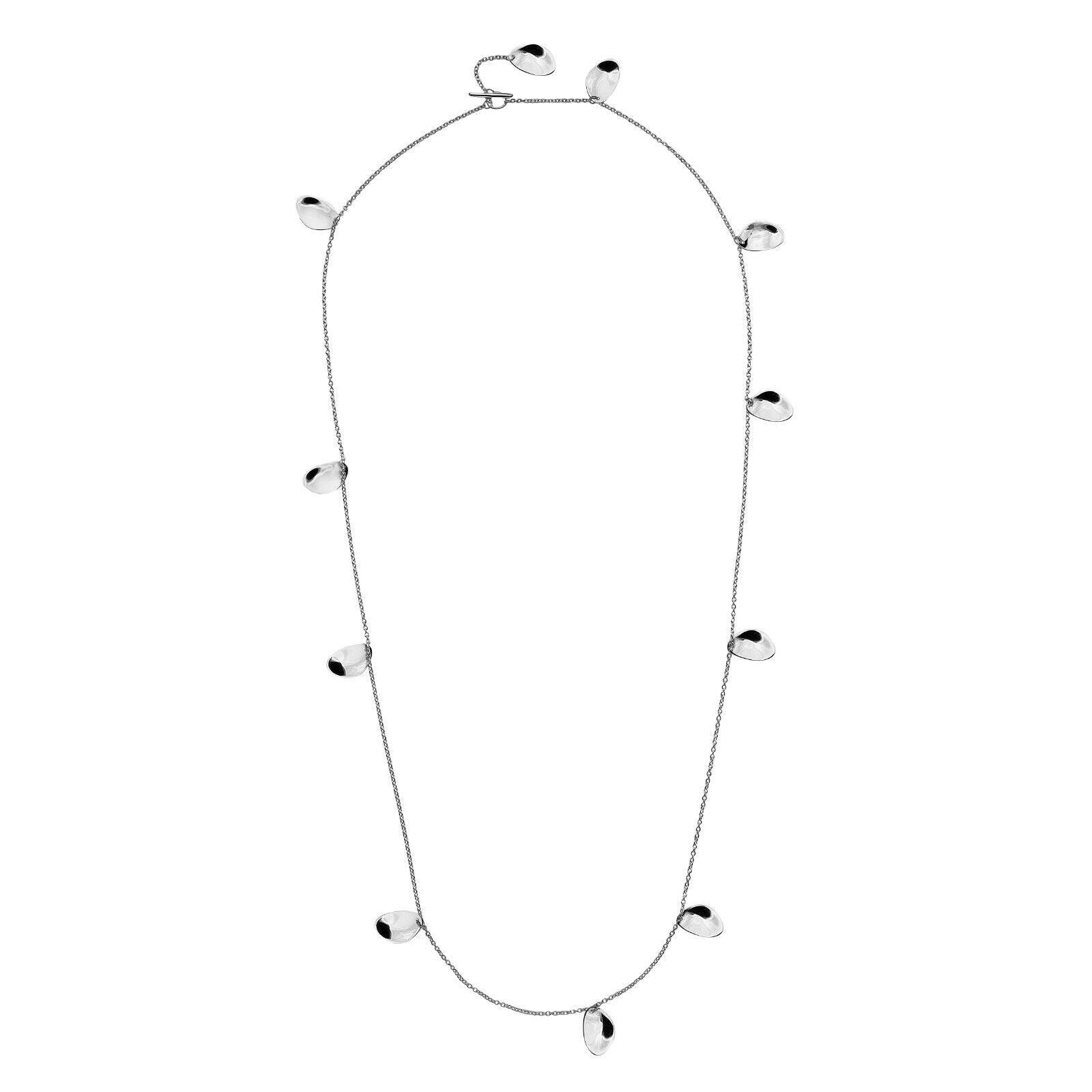 Silver Long Pebble Necklace Solid Sterling Silver 32" Length Hallmark Luxury Box