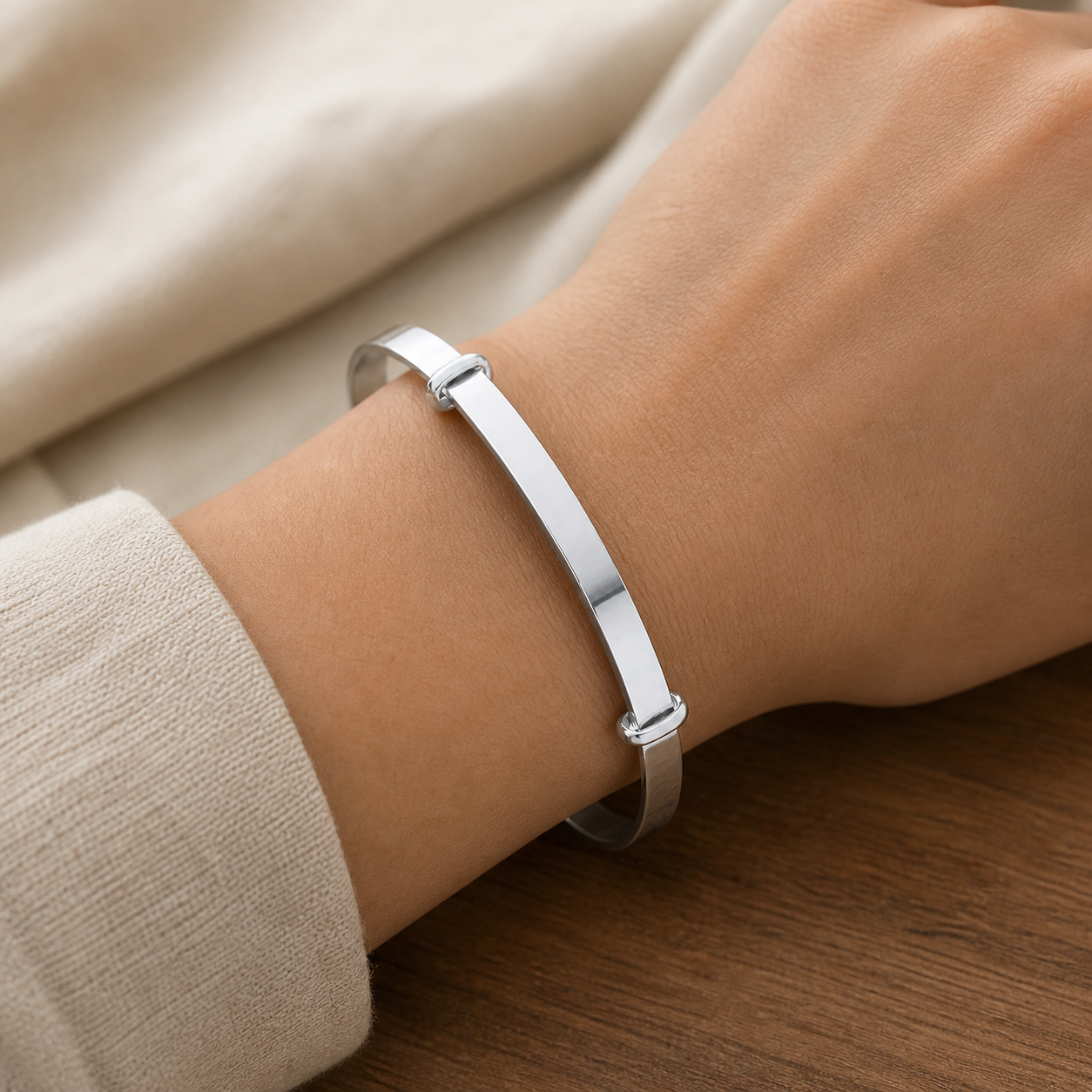 Ladies Plain Expandable Bangle Sterling Silver 925 Hallmarked Bracelet