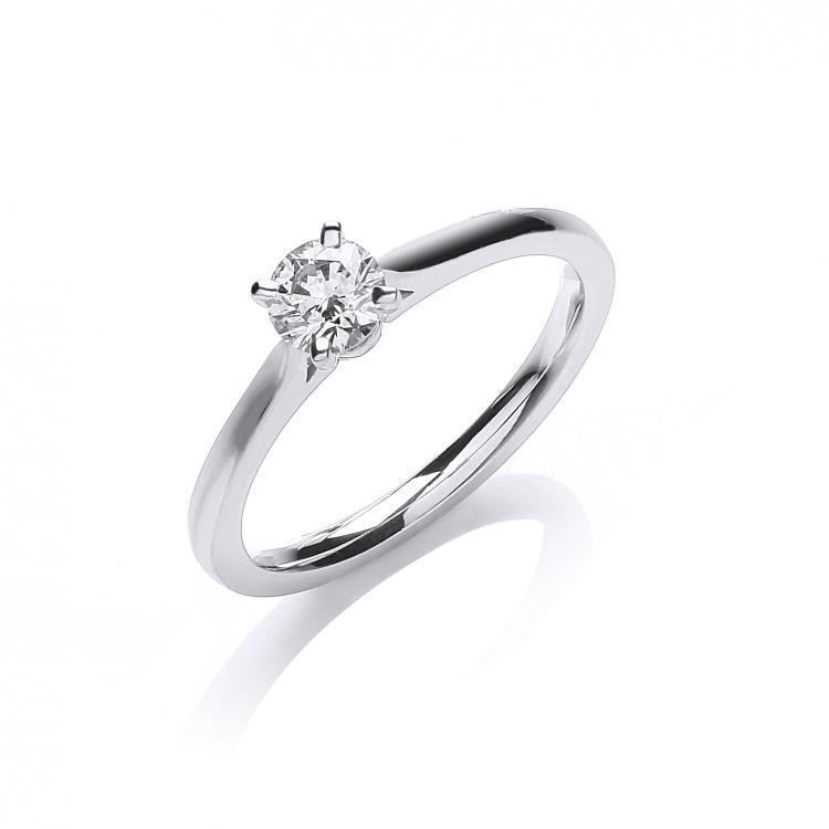 Real Diamond Solitaire Ring 18ct White 0.30 Carat Weight of Diamonds V ...