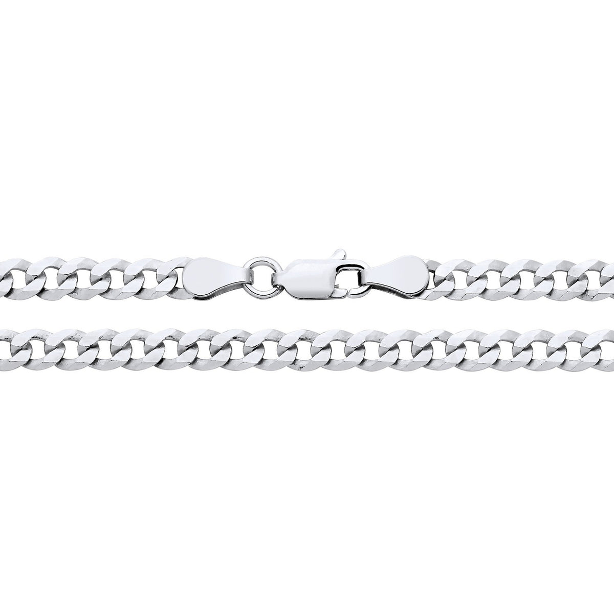 Men's Very Flat Curb Bracelet Sterling Silver 8" 925 Hallmarked 4mm Wide