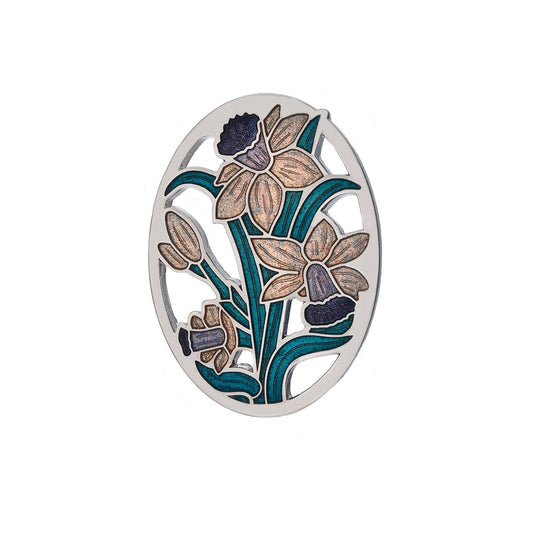 Daffodil Brooch Purple Silver Plated Brand New Gift Packaging