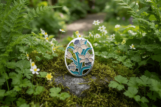 Daffodil Brooch Purple Silver Plated Brand New Gift Packaging