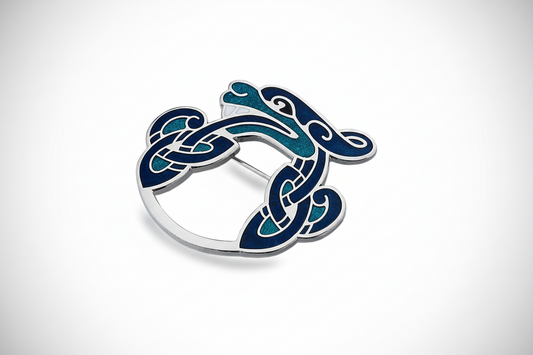 Celtic Dragon Brooch Silver Plated Blue Brand New Gift Packaging