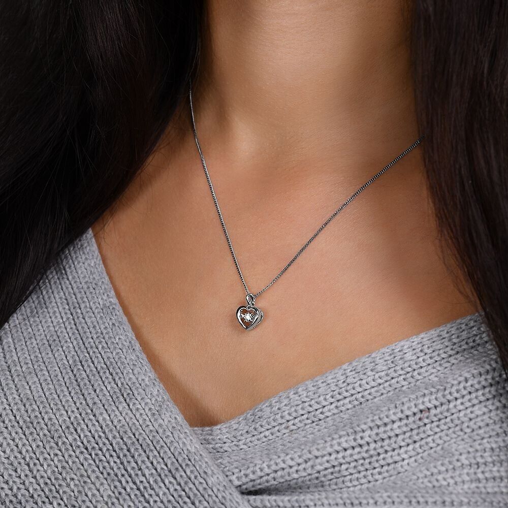 9ct White Gold 0.06ct Dancing Diamond Heart Pendant