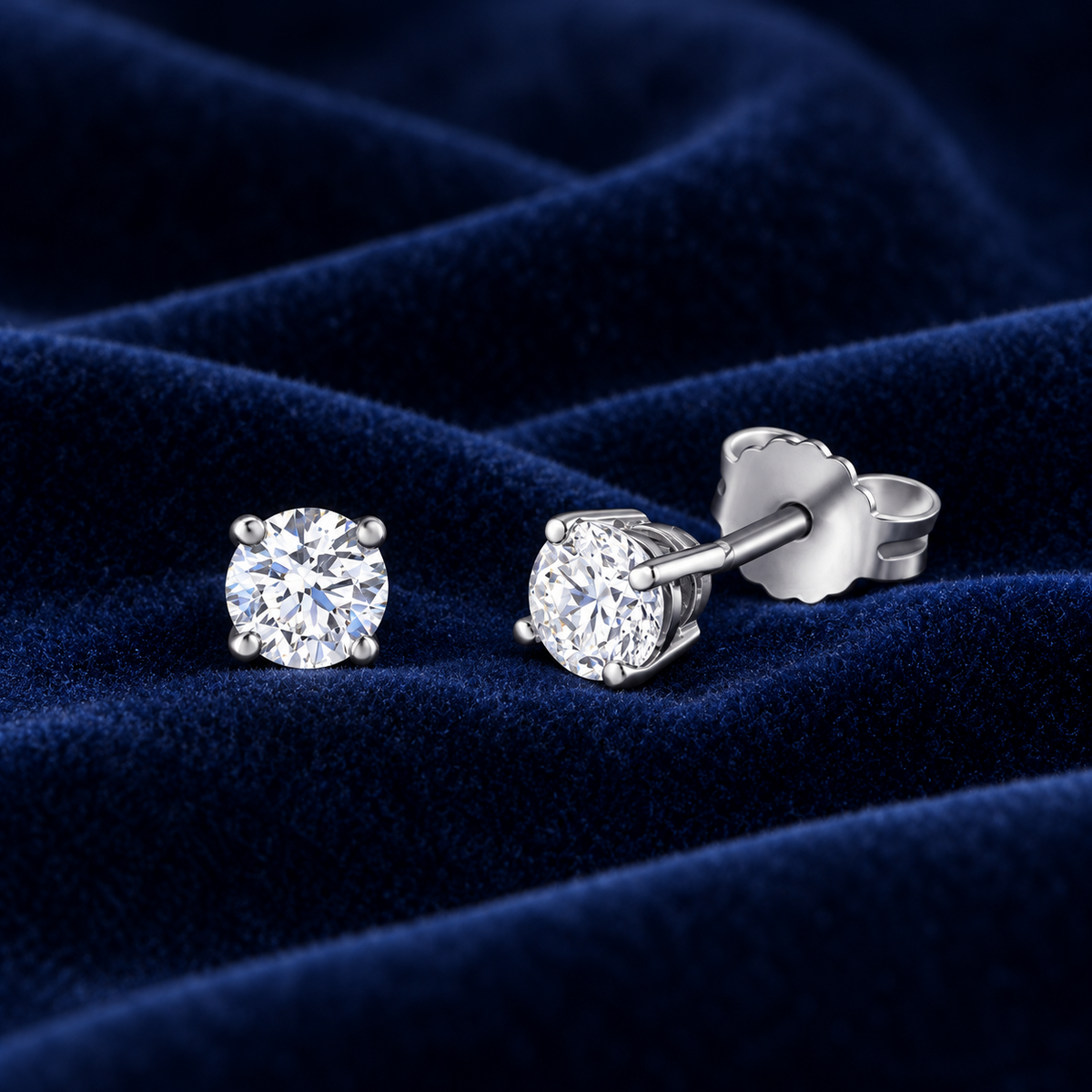 Real Diamond Solitaire Earrings 18ct White Gold 0.60ctw Mined Diamonds
