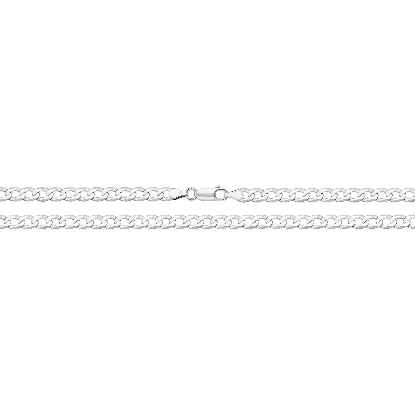 9ct White Gold Curb Chain 22" Mens Gents 4mm Wide Hallmark British New