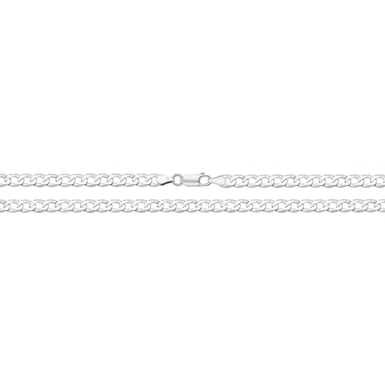 9ct White Gold Curb Chain 22" Mens Gents 4mm Wide Hallmark British New