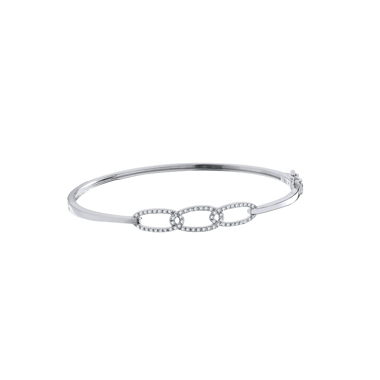 9ct White Gold 0.20ctw Chain Link Diamond Bangle Made in London