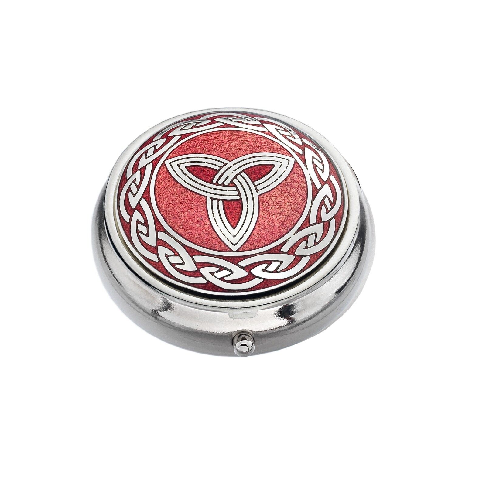 Pillbox Silver Plated Celtic Trinity Knot Red Brand New and Boxed