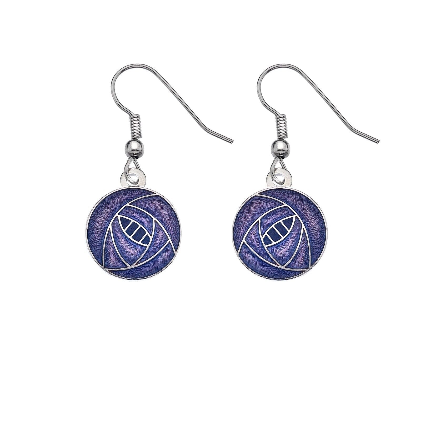 Mackintosh Rose Round Earrings Drop Silver Plated Branded Packaging