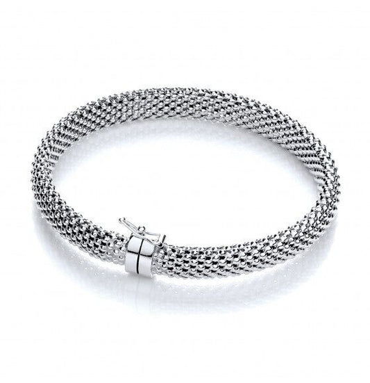 Mesh Bangle Solid Sterling Silver Luxurious Packaging