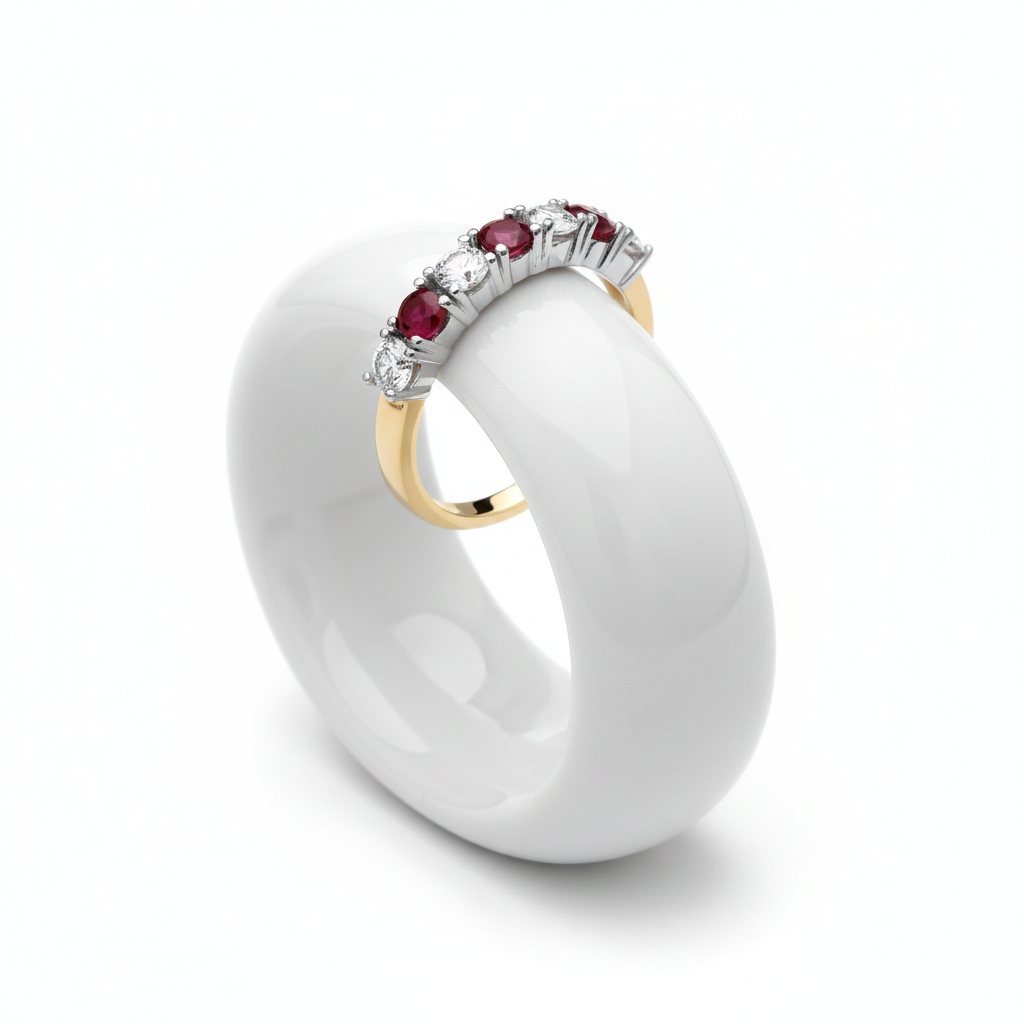 18ct Gold Ruby Eternity Ring Anniversary Band 925 Hallmark Size K-S