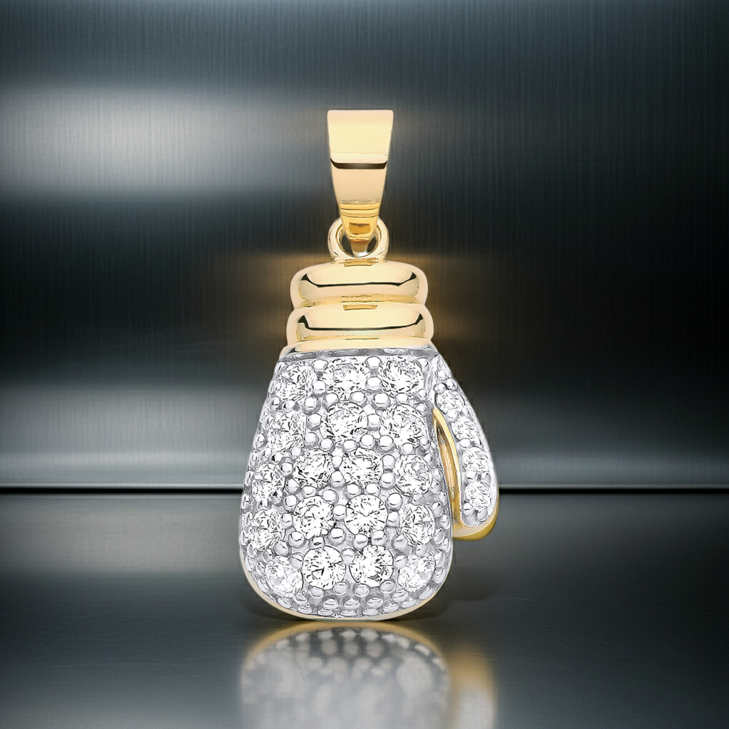 18ct Gold Boxing Glove Pendant on Solid Sterling Silver 925 Hallmark