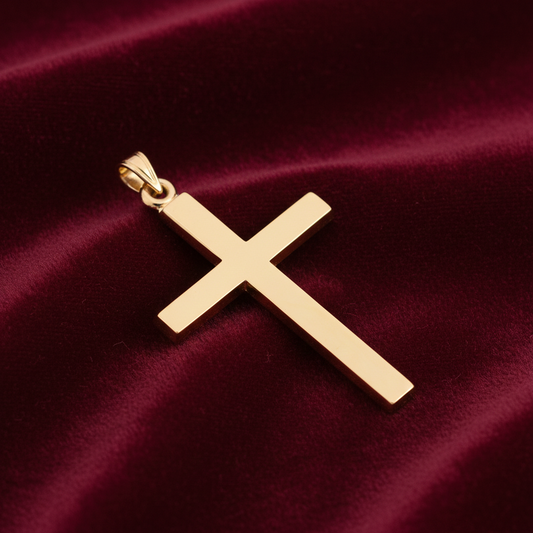 18ct Gold Ankh Cross Pendant on Sterling Silver 925 Hallmark 38mm
