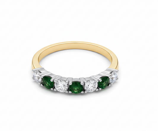 18ct Gold Emerald Eternity Ring Anniversary Band 925 Hallmark Size K-S