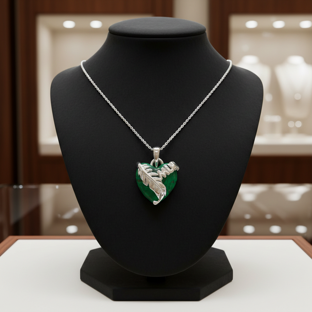 Emerald Crystal Mum Heart Pendant Solid Sterling Silver 925 Hallmark 18" Chain