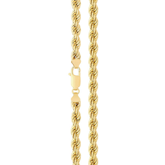Yellow Gold Rope Chain 22" Hallmarked Men's Women's 120 Gauge